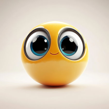 Charming 3D Cartoon Smiley Face with a Joyful Expression for Graphic Design and Illustration Useの素材