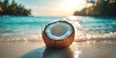 A Tropical Paradise Dream Pristine Beach, Swaying Palm Trees, and Crystal Clear Ocean Waters Awaitの素材