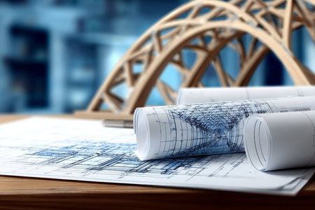 Construction Documents and Structural Design Plans Showcasing Building Framework and Materialsの素材