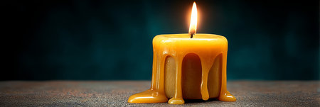 Golden Charm A Single Candlelit Illumination Creating a Serene Atmosphere for Reflection and Peaceの素材