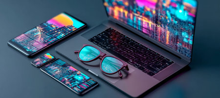 A modern programmer s workspace with advanced coding tools and innovative technology stock images.の素材
