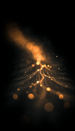 Elegant Abstract Backdrop with Sparkling Golden Particles and Dreamy Bokeh Lights for Designsの素材
