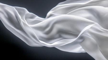 Elegant Flowing White Fabric Drape with Soft Curves and Light Texture for Background Designsの素材