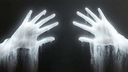 Ethereal Apparitions with Glowing Fingers Reaching from the Abyss, a Journey into Mysteryの素材