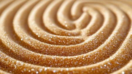 A Serene Macro Perspective of Rippling Patterns in a Golden Sand Dune Under Soft Sunlight Glowの素材