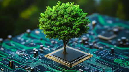 Sustainable Technology Integration with Green Tree and Circuit Board for Eco-Friendly Solutionsの素材