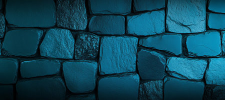 Teal Stone Wall Backdrop with Modern Aesthetic and Strong Texture, Showcasing Artistic Compositionの素材