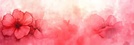 Romantic Watercolors Floral Dreamscape with Soft Coral Hues and Delicate Petals in Minimalist Styleの素材