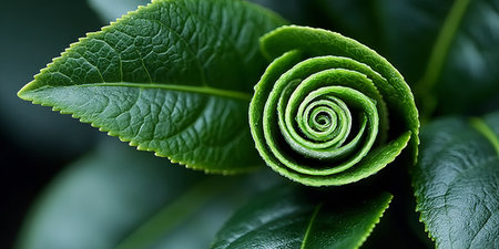 Stunning Spiral Leaf in Nature A Perfect Example of Fibonacci Sequence and Botanical Beautyの素材