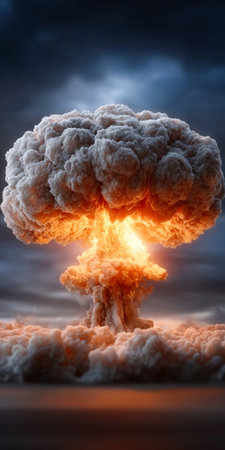 Devastating Aftermath of a Nuclear Explosion Depicting Destruction and Chaos in a War-Torn Landscapeの素材