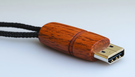 Artisan Wood Encased Data Stick, Vintage Memory Key with Handcrafted Design for Safe Data Storageの素材
