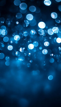 Magical Night Sky with Soft Blue Light Displays and Whimsical Sparkles Creating a Dreamy Atmosphereの素材
