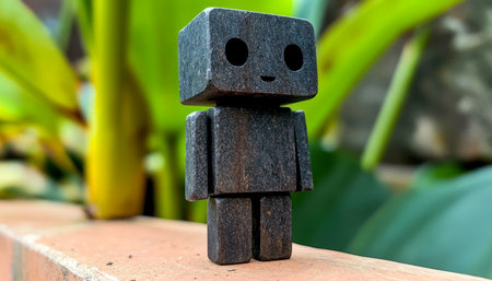 Rustic Charm Wooden Figure Unique Miniature Wooden Automaton Art Piece for Outdoor Garden Decorの素材