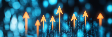 Futuristic Progress Chart Depicting Trends and Digital Growth in Technology and Business Innovationの素材