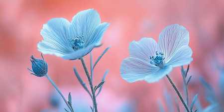 Pastel Flower Dreams Exquisite Blue Flowers in a Whimsical Botanical Art Watercolor Illustrationの素材