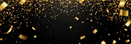 Golden Shimmer Confetti Rain Falling Decorations for Holidays and Celebrations with Bright Glitterの素材