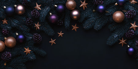 A Magical Winter Wonderland Golden Festive Lights Cascade Over a Black Midnight Canvasの素材