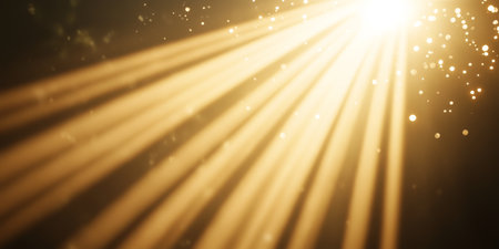 Radiant Sunlight Burst with Ethereal Lens Flare Creating Mystical Depth and Warm Ambient Glowの素材