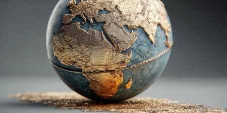 A Highly Detailed Earth Globe Model Featuring Realistic Continental Outlines and Textured Topographyの素材