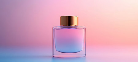 Elegant Perfume Bottle with Luxurious Fragrance, Minimalist Design on Artistic Gradient Backgroundの素材