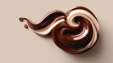 Decadent Chocolate Swirl Dessert with Rich Liquid Chocolate Flowing and Gourmet Design Patternsの素材