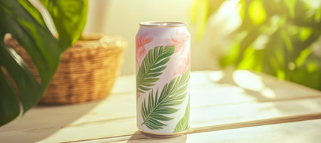 Refreshing Tropical Beverage in Nature, Cool Drink with Modern Art Design for Summer Relaxationの素材