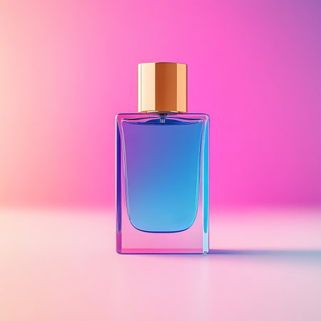 Elegant and Stylish Glass Perfume Bottle on a Luxurious Surface, Exuding Allure and Sophisticationの素材