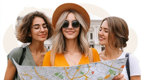 Urban Exploration with Friends Discovering Hidden Gems and Navigating City Streets Togetherの素材