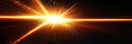 Vibrant Abstract Light Effects Creating a Cosmic Illumination Against a Dark Background in 3D Renderの素材