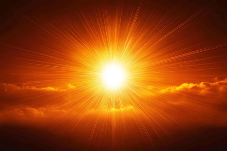 Golden Radiance from Intense Warm Light Bursting Shining Rays Creating a Soft, Dreamy Effectの素材