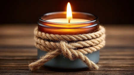 Handmade Rustic Candle Holder with Aromatherapy Light for Mind-Body Balance on Wooden Planksの素材