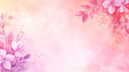 Elegant Watercolor Floral Design Featuring Delicate Blossoms and Soft Pastel Color Paletteの素材