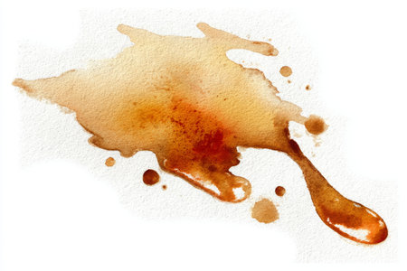 Coffee Stain Mark on Paper Isolated on White Background for Creative Art and Graphic Design Useの素材