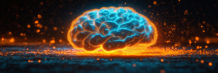 Futuristic Visualization of AI and Brain Activity Integrating Digital Revolution in Modern Medicineの素材