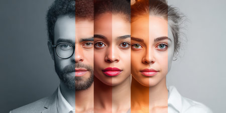 Diverse Portraits of People from Various Ethnic Backgrounds Celebrating Multiculturalism and Unityの素材