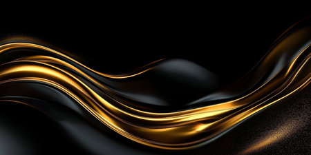Abstract Metallic Golden Flowing Curve, Elegant Liquid Surface Render Design for Modern Backdrop Useの素材