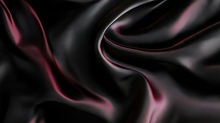 Elegant Dark Purple and Black Velvet Fabric Background with Shimmering Liquid Metallic Wavesの素材