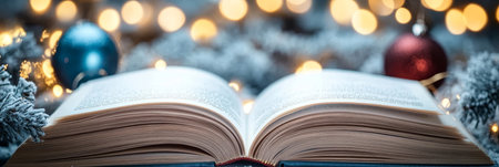 Charming Winter Wonderland with Stunning Christmas Ornaments and Twinkling Lights for the Holidaysの素材