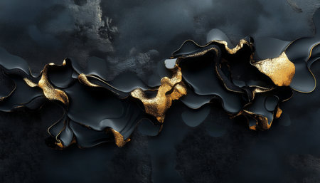 Abstract Swirls Texture Dark Backdrop with Glittering Gold Accents for Luxurious Artistic Designの素材