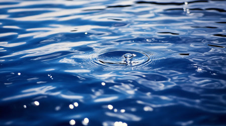 Aquatic Ripples and Serene Water Drops Creating Abstract Circular Waves in a Tranquil Pond Sceneの素材