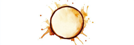 Artistic Coffee Stain Impression on White Page, Unique Coffee Cup Imprint for Creative Projectsの素材