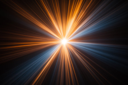 Dynamic Abstract Design with Radiating Light Beams and Cosmic Inspiration for Vibrant Backgroundsの素材