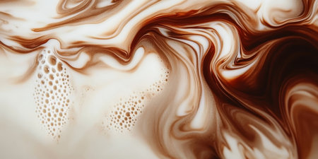 Serene Dreamscape Abstract Artwork Featuring Creamy Milk and Caramel Blending with Coffee Swirlsの素材