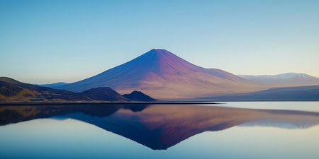 Majestic Sunrise Over a Peaceful Lake Surrounded by Lush Green Mountains and Vibrant Wildflowersの素材