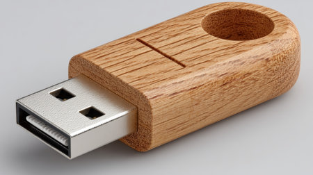 Stylish Portable Wood Type USB Key for Digital Data Storage and Connection with Unique Grain Designの素材