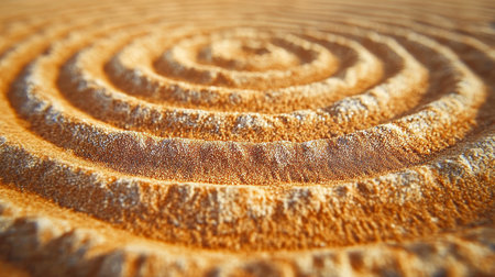 Close Up of Circular Sand Patterns Formed by Nature, Perfect for Backgrounds and Decorative Useの素材