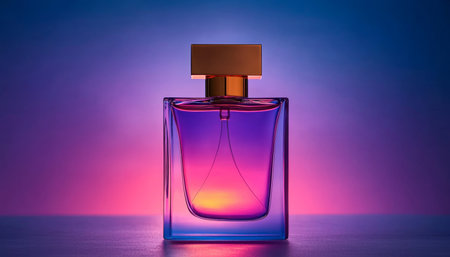 Glamorous Perfume Bottle in Elegant Light Effects with Fashionable Background for Luxury Appealの素材