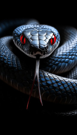 Captivating Image of a Venomous Snake Slithering Through Shadows, Eliciting Danger and Mysteryの素材