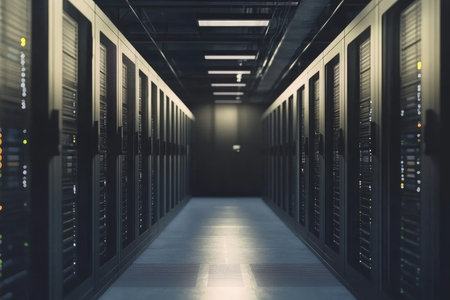 Advanced Datacenter Infrastructure with Server Racks and Cutting-Edge Technologies for Data Hostingの素材