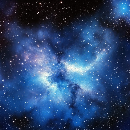 Stunning Blue Interstellar Gas Cloud and Deep Space Galaxy Nebulae Captured in Celestial Explorationの素材